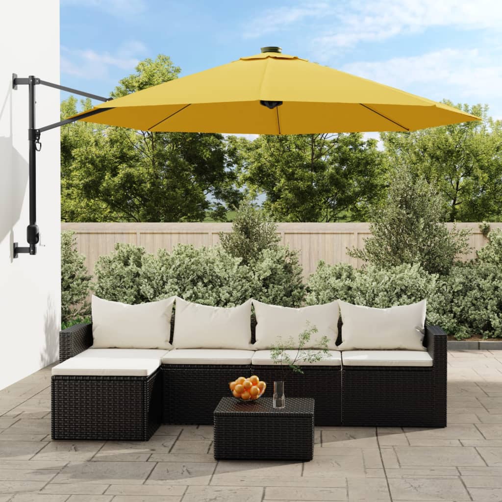 vidaXL Sombrilla de pared amarillo 290 cm