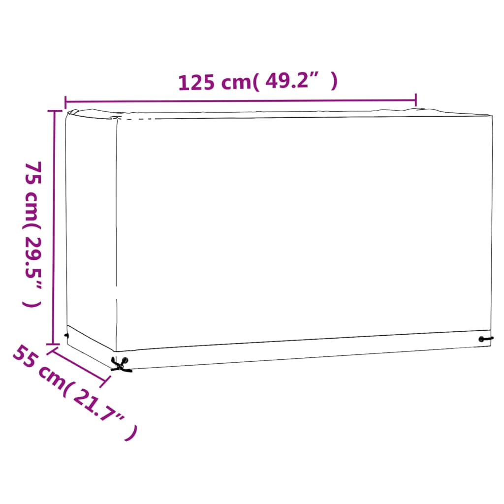 vidaXL Funda para muebles de jardín 8 ojales rectangular 125x55x75 cm