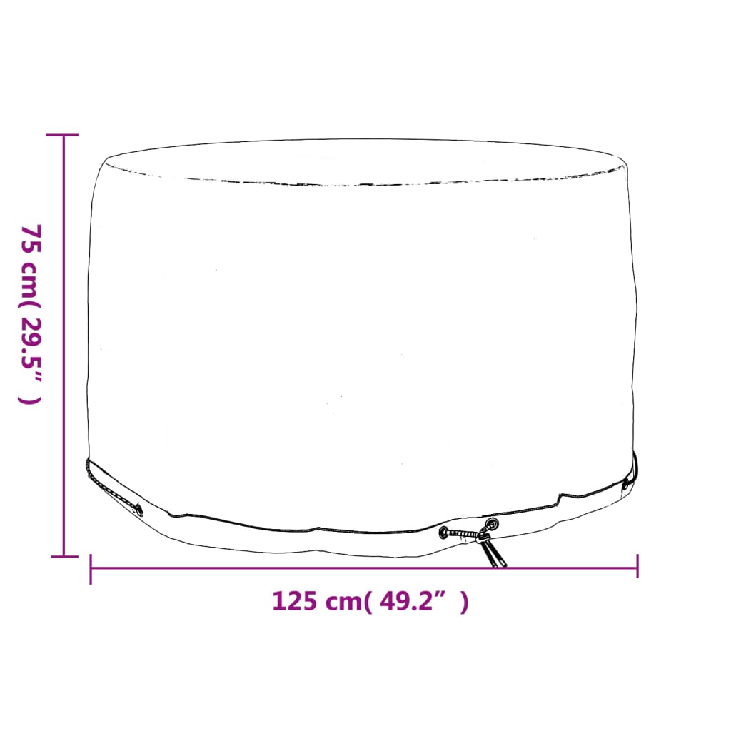 vidaXL Fundas para muebles de jardín 6 ojales redonda Ø125x75 cm