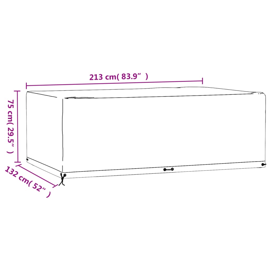 vidaXL Funda para muebles de jardín 12 ojales rectangular 213x132x75cm