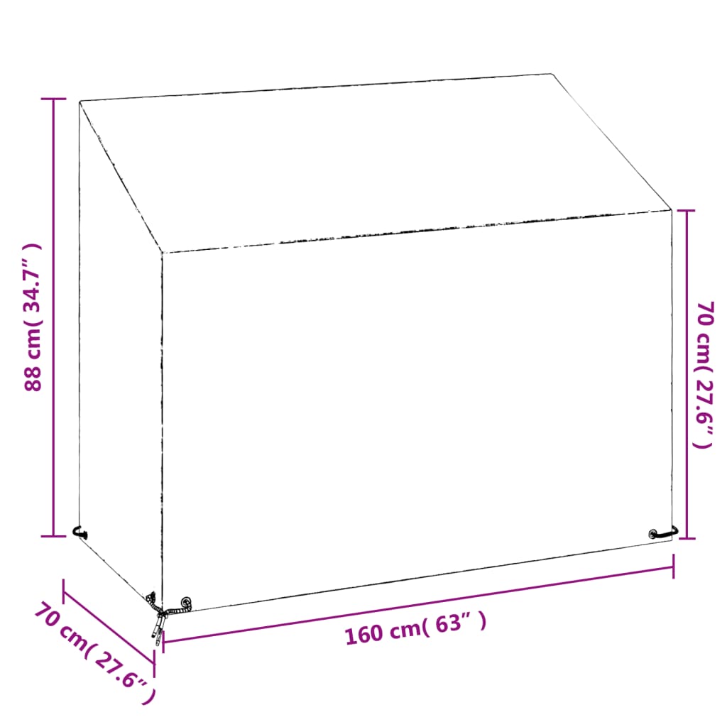 vidaXL Funda para banco de jardín 8 ojales polietileno 160x70x70/88 cm