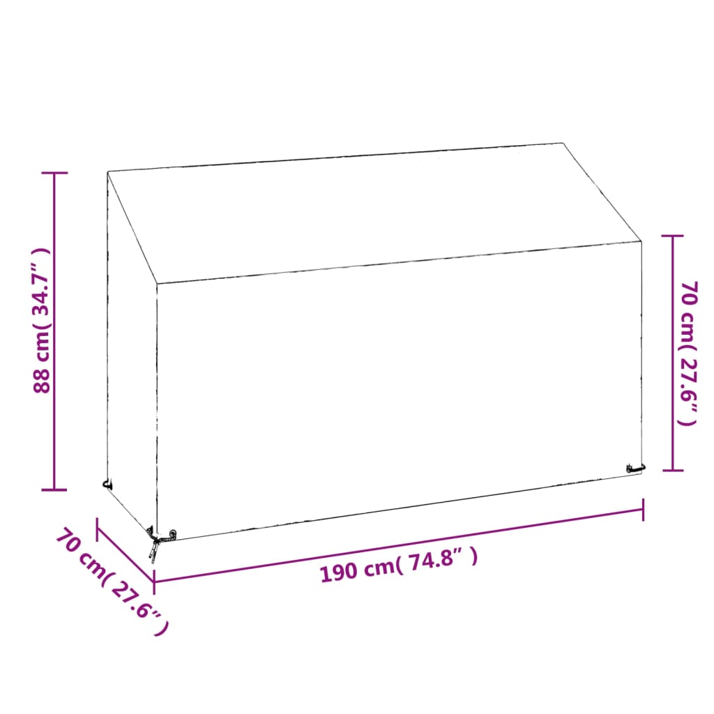 vidaXL Funda para banco de jardín 8 ojales polietileno 190x70x70/88 cm