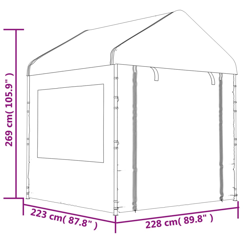 vidaXL Cenador con techo polietileno blanco 4,46x2,28x2,69 m