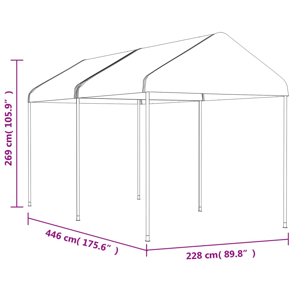 vidaXL Cenador con techo polietileno blanco 4,46x2,28x2,69 m