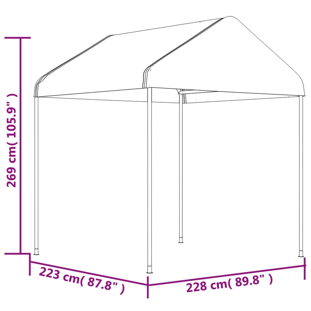 vidaXL Cenador con techo polietileno blanco 4,46x2,28x2,69 m