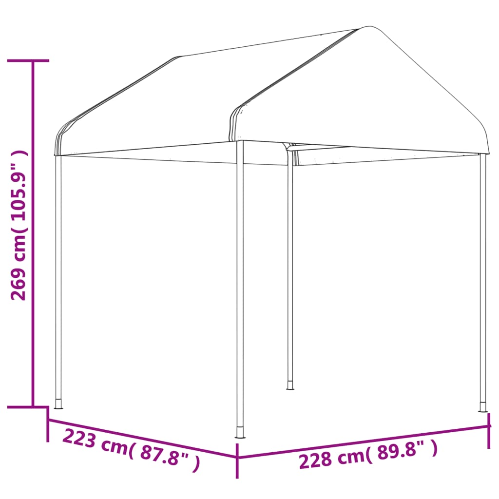 vidaXL Cenador con techo polietileno blanco 6,69x2,28x2,69 m