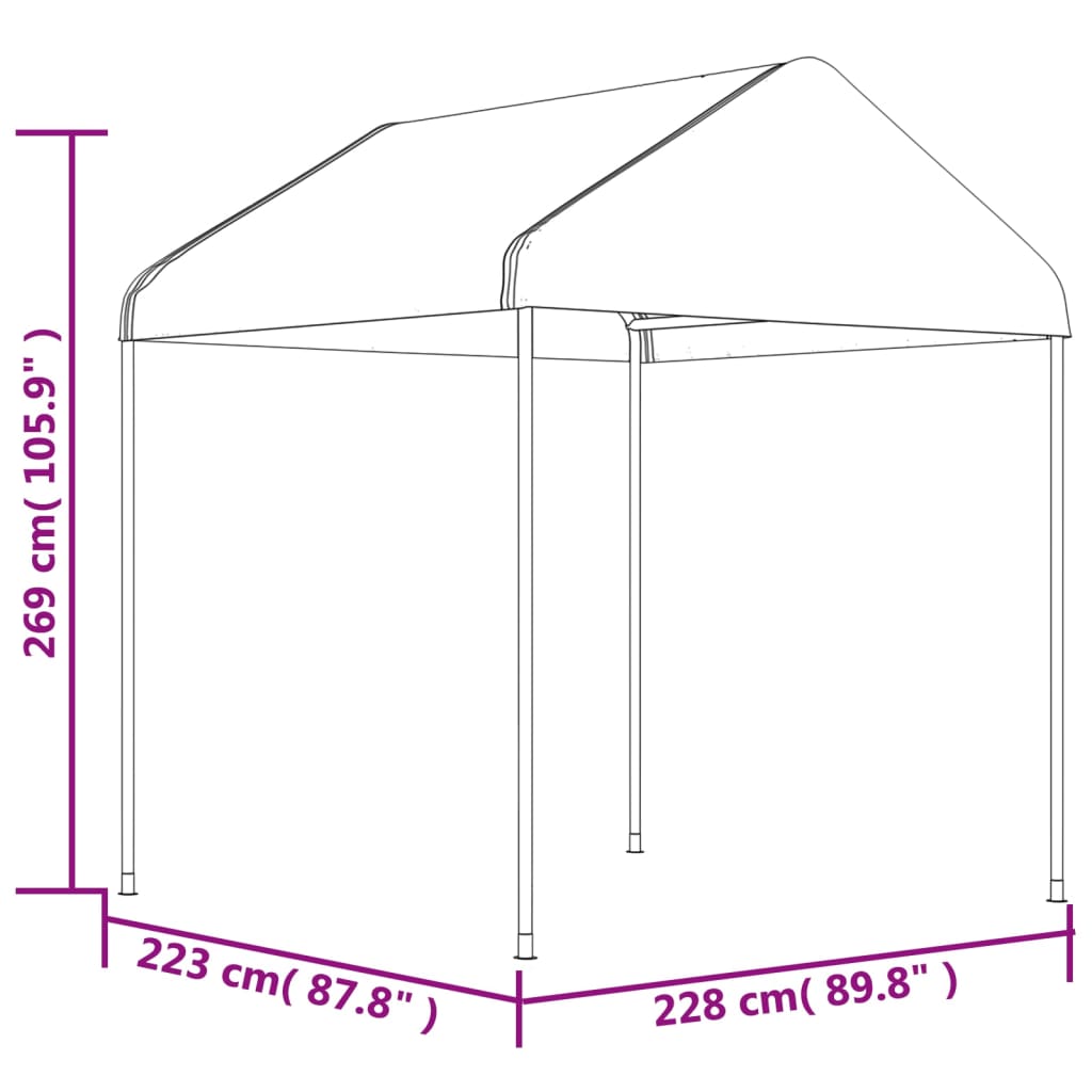 vidaXL Cenador con techo polietileno blanco 13,38x2,28x2,69 m