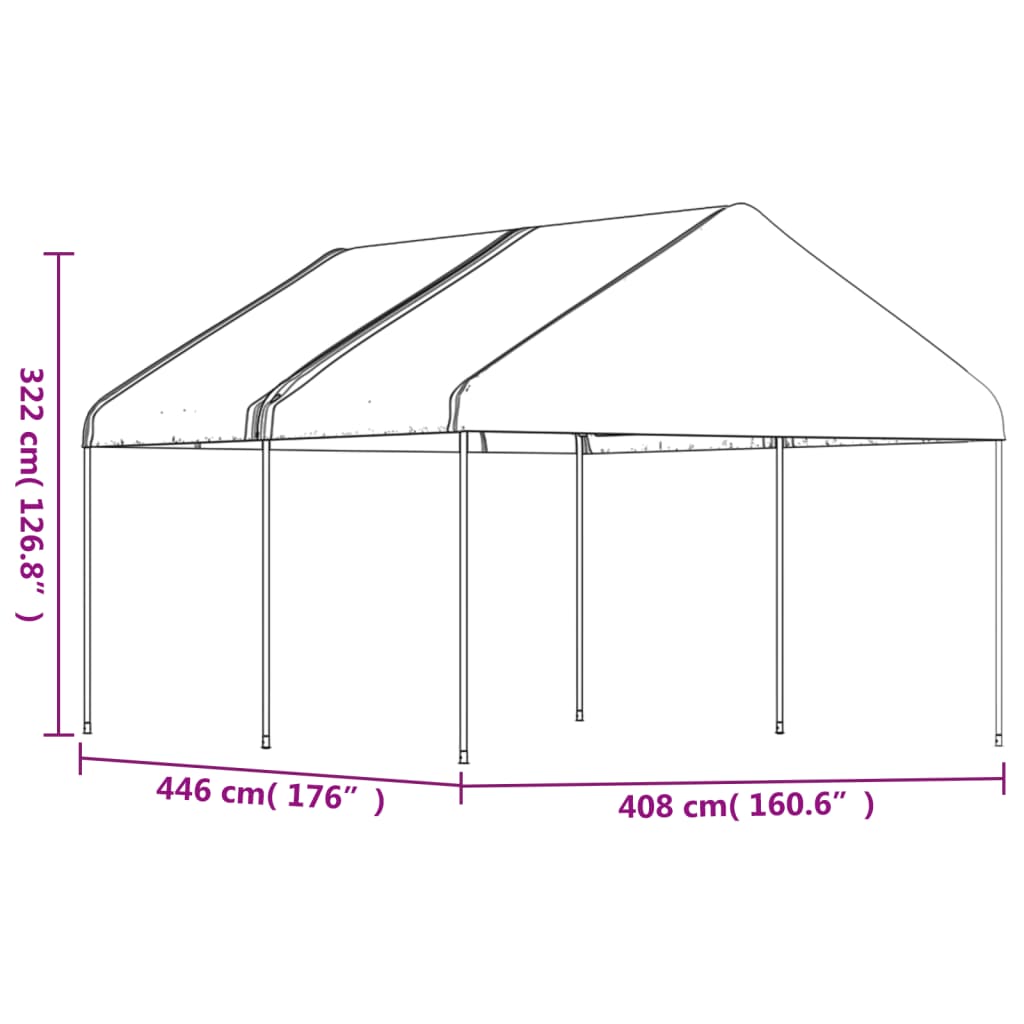 vidaXL Cenador con techo polietileno blanco 4,46x4,08x3,22 m