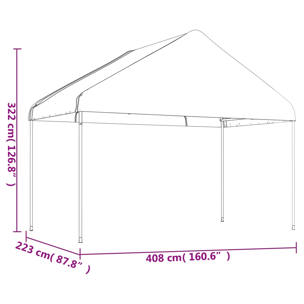 vidaXL Cenador con techo polietileno blanco 4,46x4,08x3,22 m