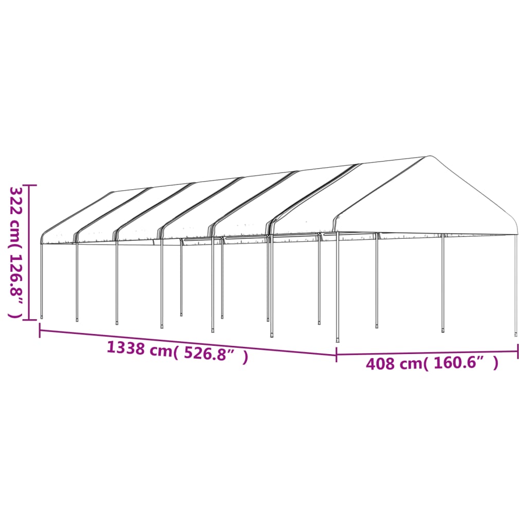 vidaXL Cenador con techo polietileno blanco 13,38x4,08x3,22 m