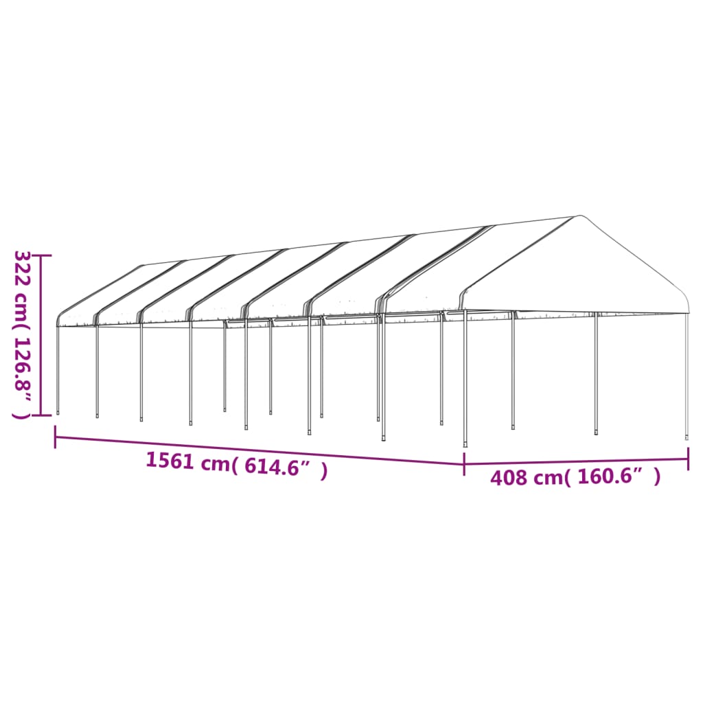 vidaXL Cenador con techo polietileno blanco 15,61x4,08x3,22 m