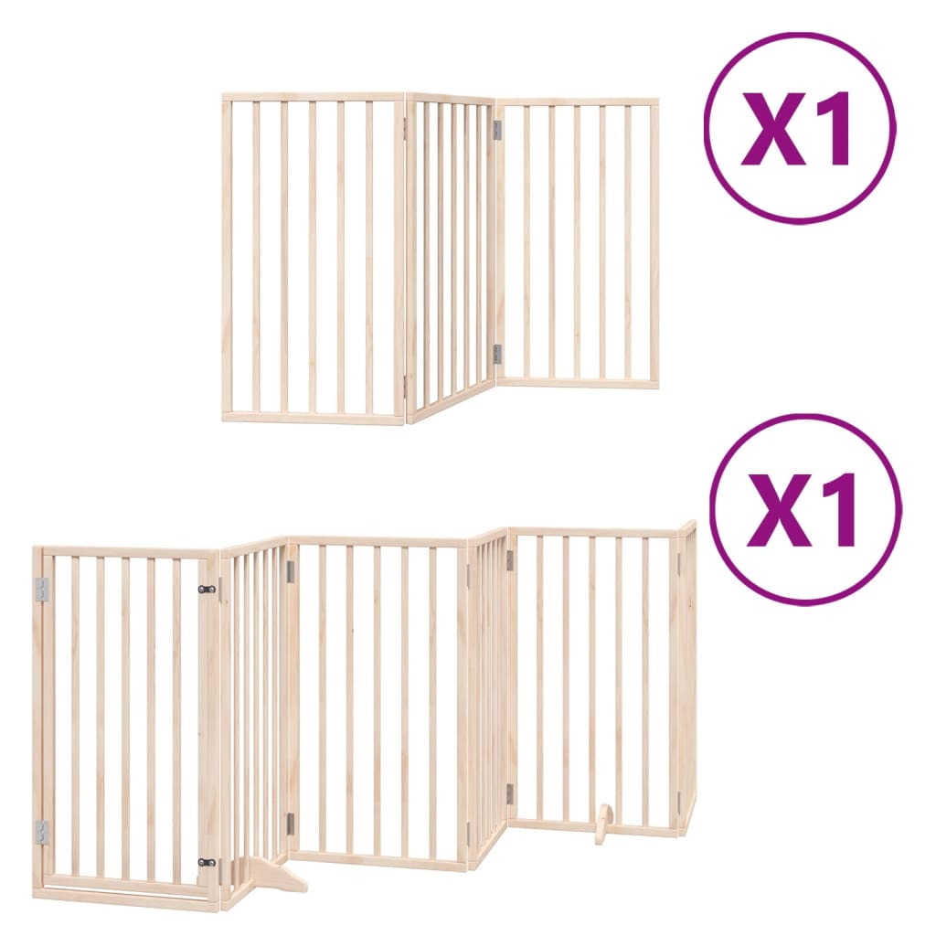 vidaXL Puerta para perros plegable 9 paneles madera de álamo 450 cm