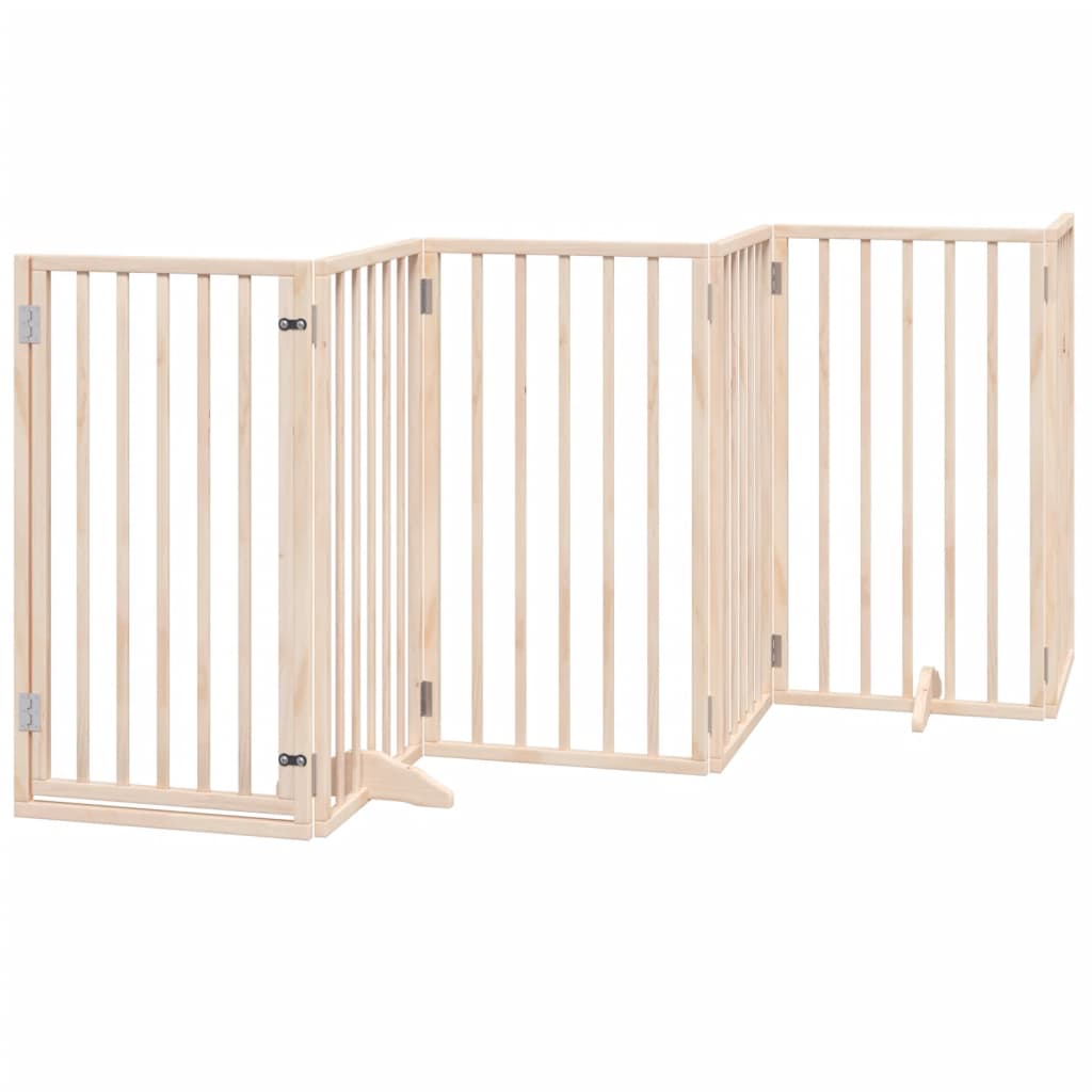 vidaXL Puerta para perros plegable 9 paneles madera de álamo 450 cm