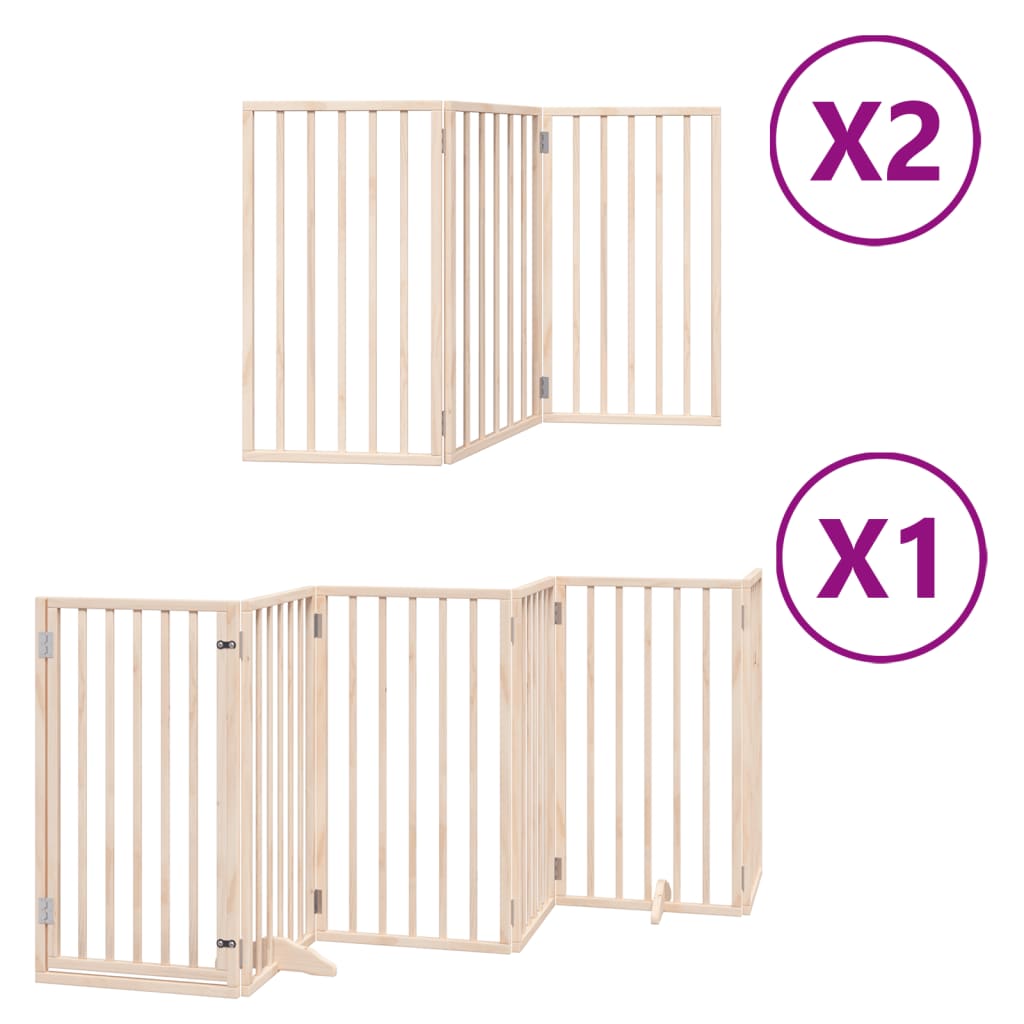 vidaXL Puerta para perros plegable 12 paneles madera de álamo 600 cm