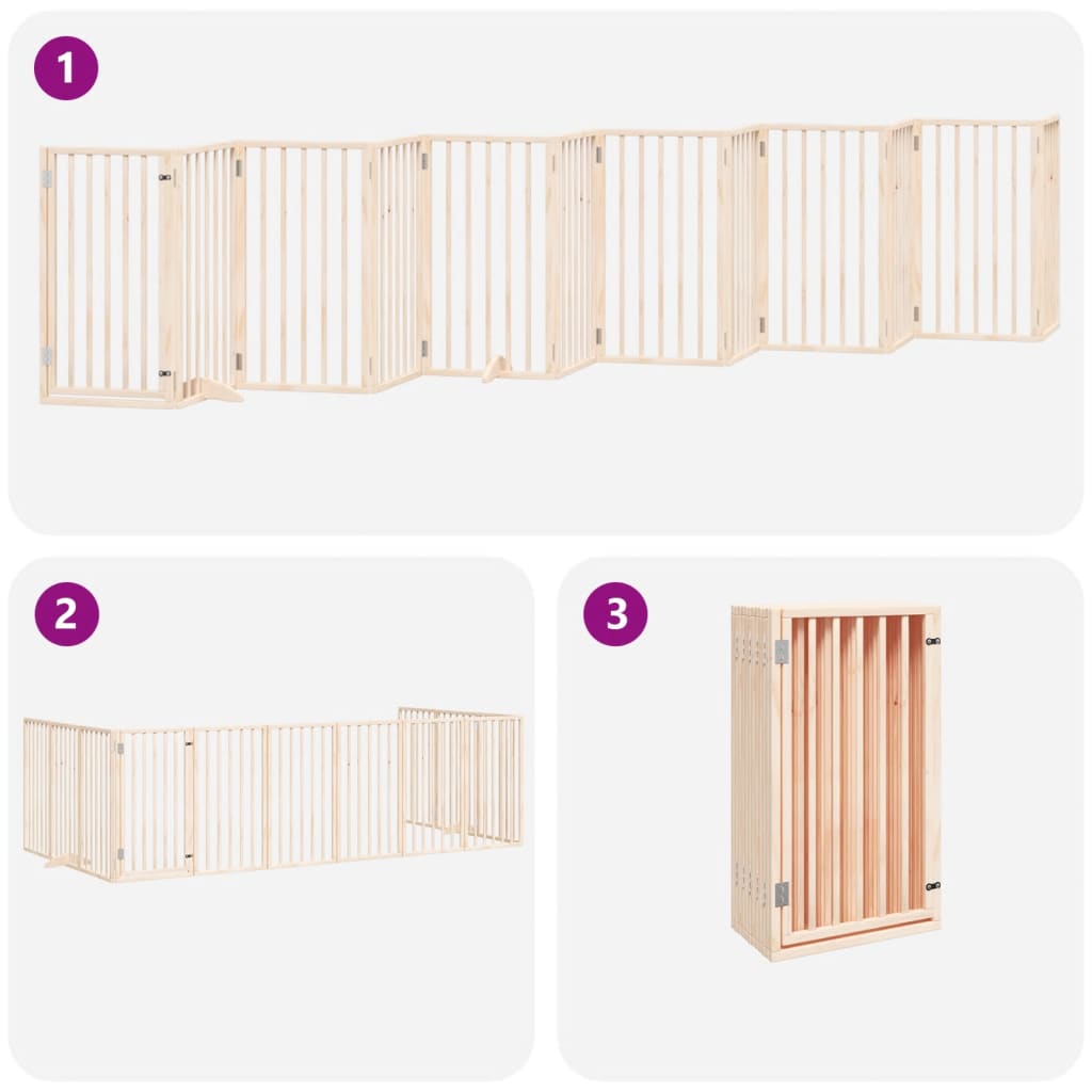 vidaXL Puerta para perros plegable 12 paneles madera de álamo 600 cm