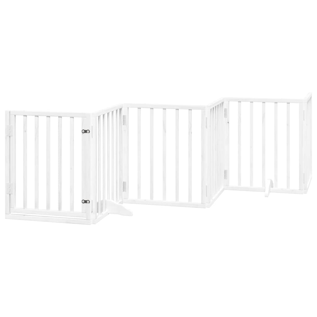 vidaXL Puerta para perros plegable 9 paneles madera álamo blanca 450cm