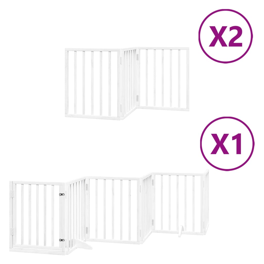 vidaXL Puerta de perros plegable 12 paneles madera álamo blanca 600 cm