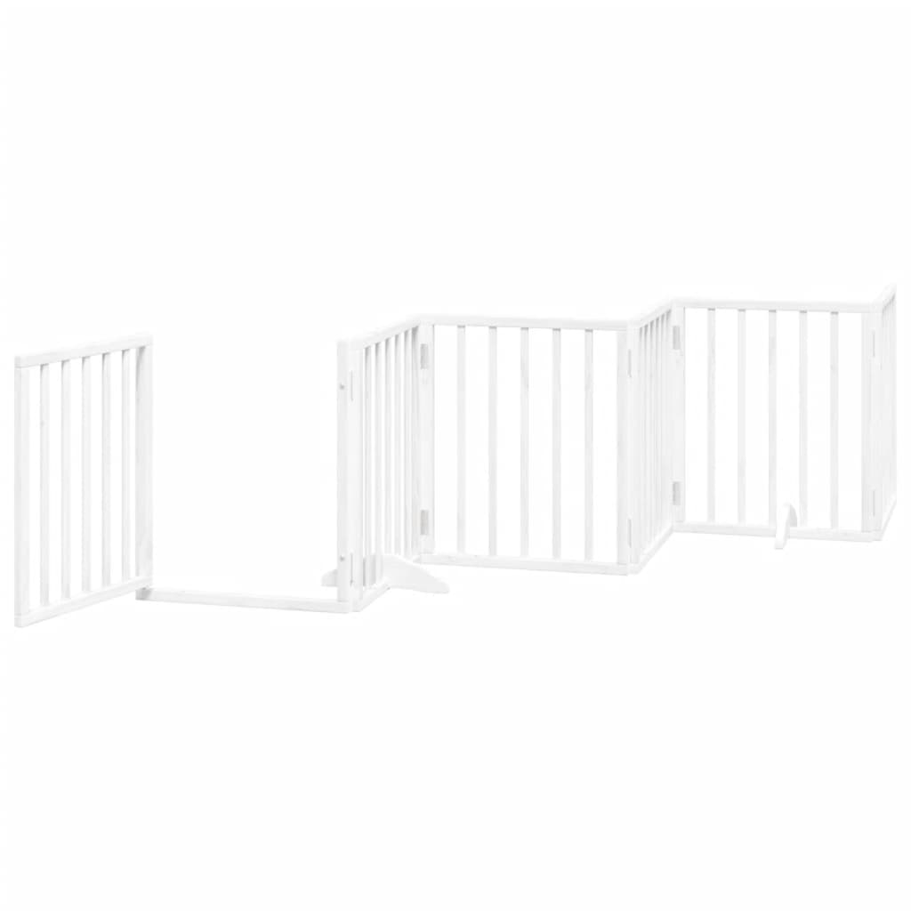 vidaXL Puerta de perros plegable 12 paneles madera álamo blanca 600 cm