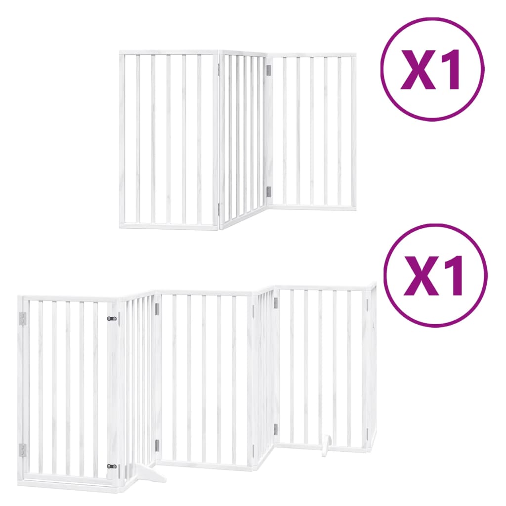 vidaXL Puerta para perros plegable 9 paneles madera álamo blanca 450cm