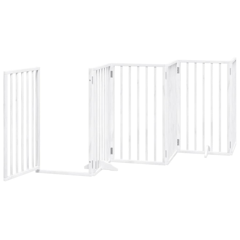 vidaXL Puerta para perros plegable 9 paneles madera álamo blanca 450cm