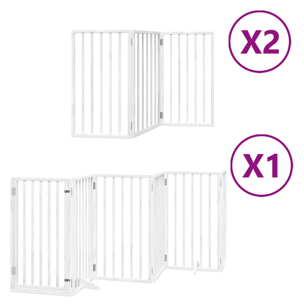 vidaXL Puerta de perros plegable 12 paneles madera álamo blanca 600 cm