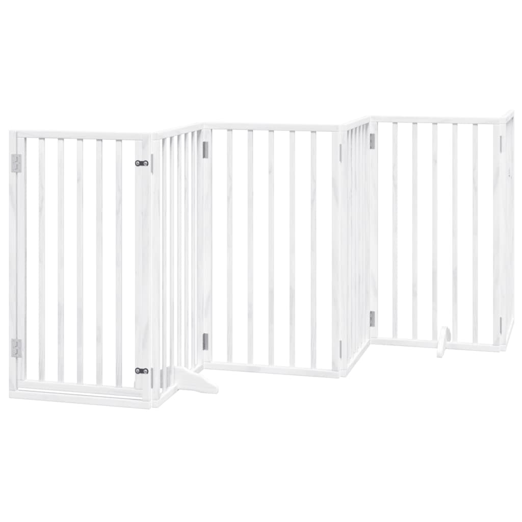 vidaXL Puerta de perros plegable 12 paneles madera álamo blanca 600 cm