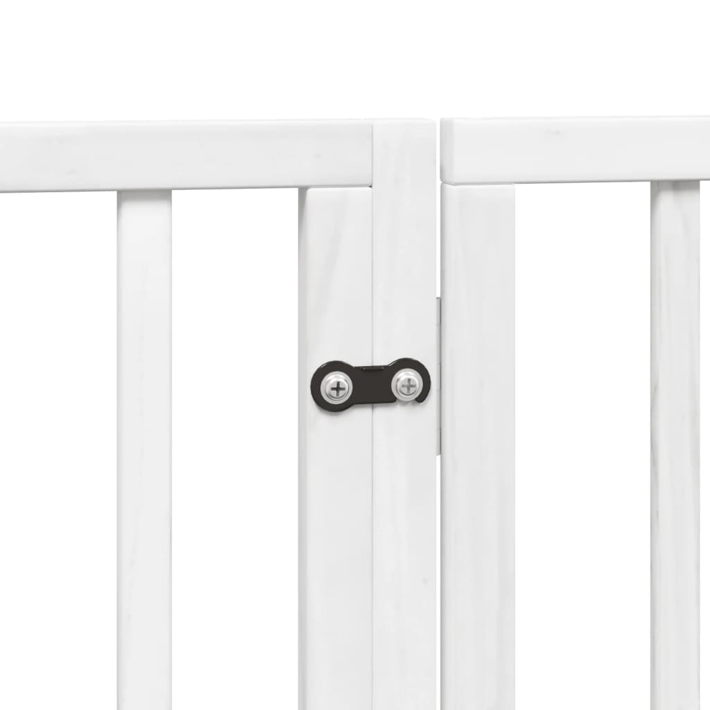 vidaXL Puerta de perros plegable 12 paneles madera álamo blanca 600 cm