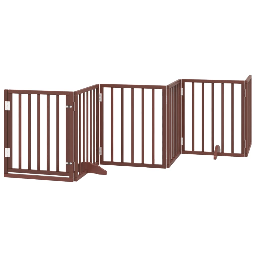 vidaXL Puerta de perros plegable 9 paneles madera álamo marrón 450 cm