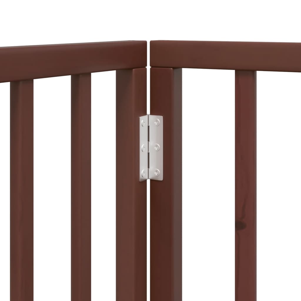 vidaXL Puerta de perros plegable 9 paneles madera álamo marrón 450 cm