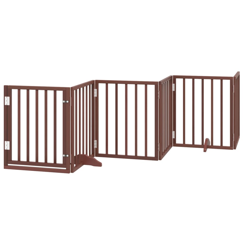 vidaXL Puerta de perros plegable 12 paneles madera álamo marrón 600 cm