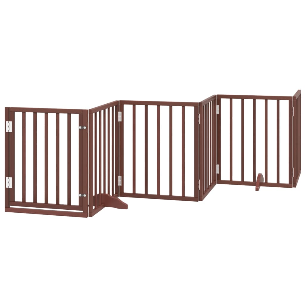 vidaXL Puerta de perros plegable 15 paneles madera álamo marrón 750 cm