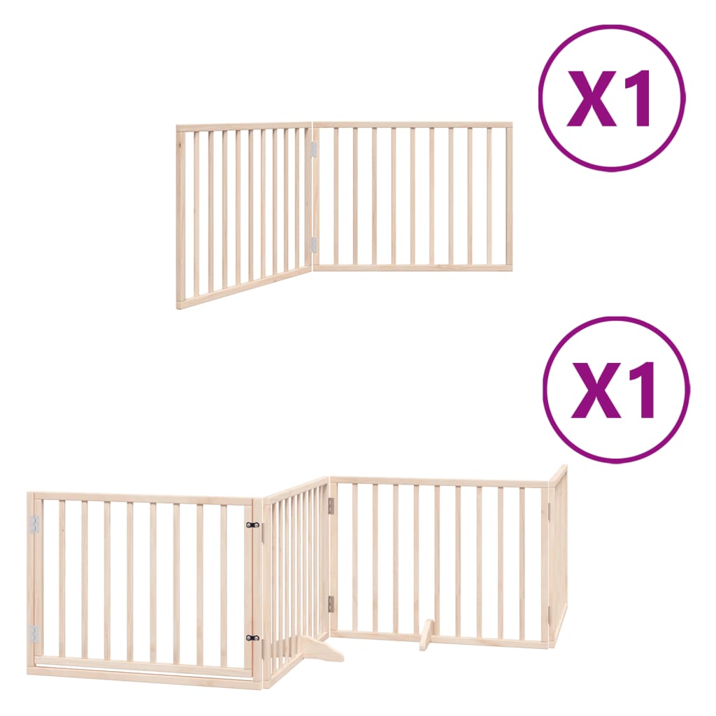 vidaXL Puerta para perros plegable 6 paneles madera de álamo 480 cm