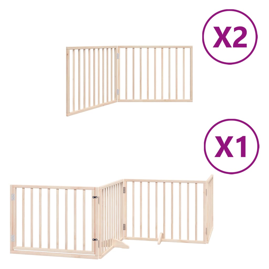 vidaXL Puerta para perros plegable 8 paneles madera de álamo 640 cm