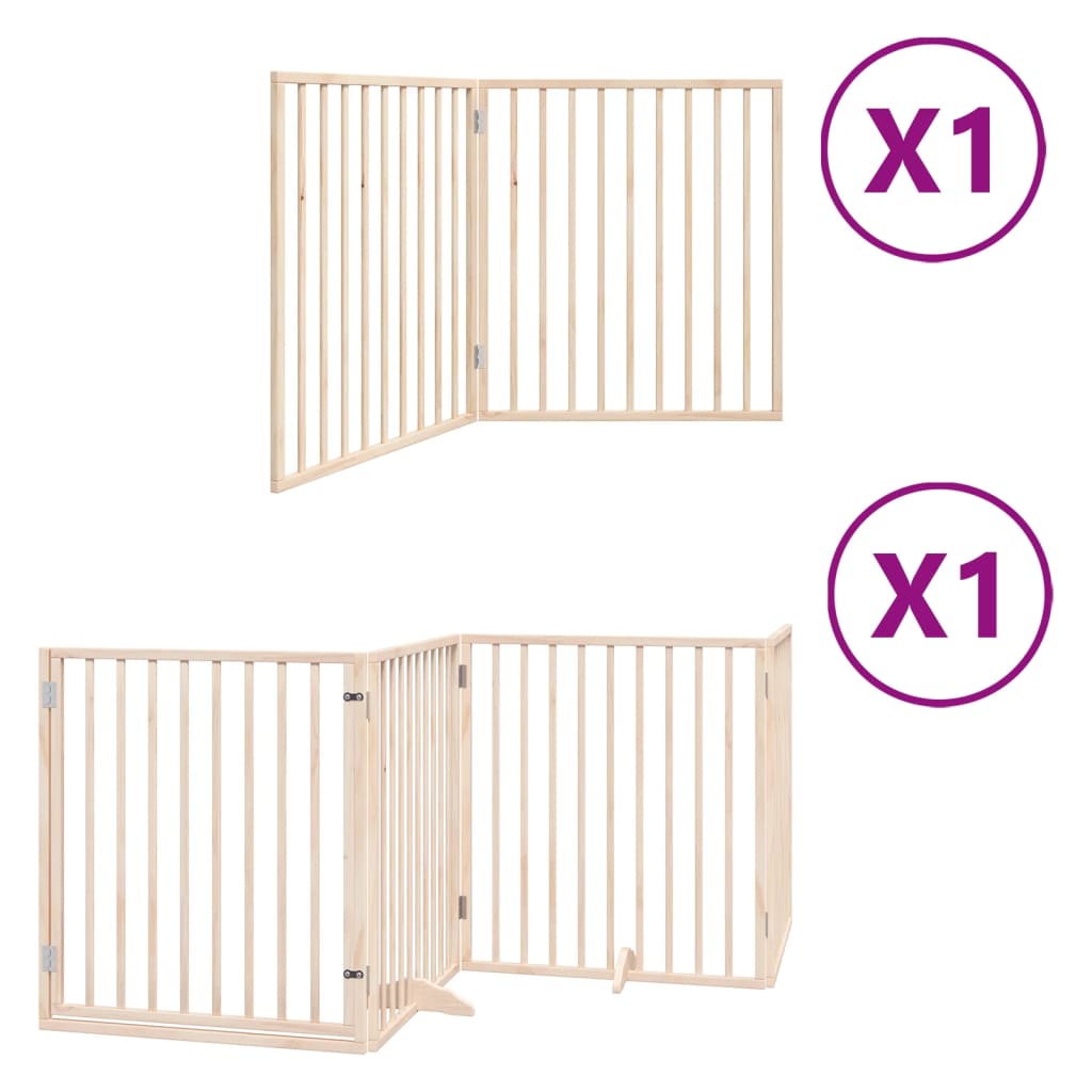 vidaXL Puerta para perros plegable 6 paneles madera de álamo 480 cm