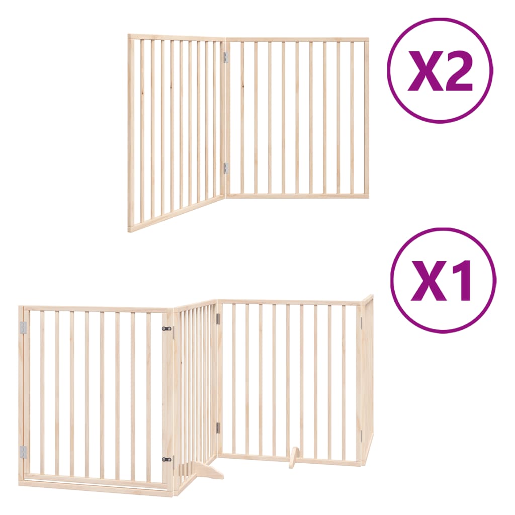 vidaXL Puerta para perros plegable 8 paneles madera de álamo 640 cm