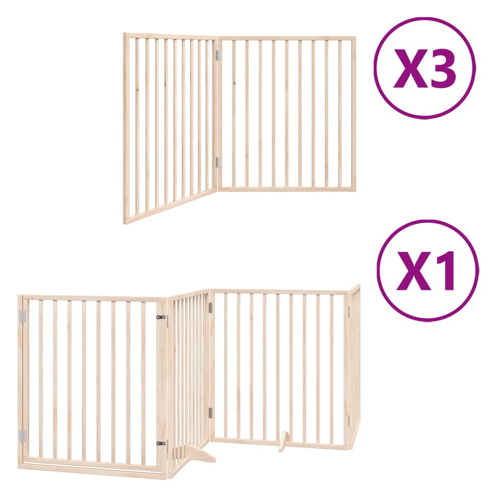 vidaXL Puerta para perros plegable 10 paneles madera de álamo 800 cm