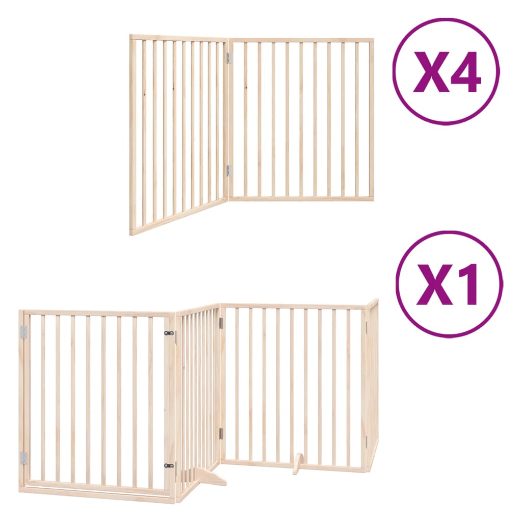 vidaXL Puerta para perros plegable 12 paneles madera de álamo 960 cm