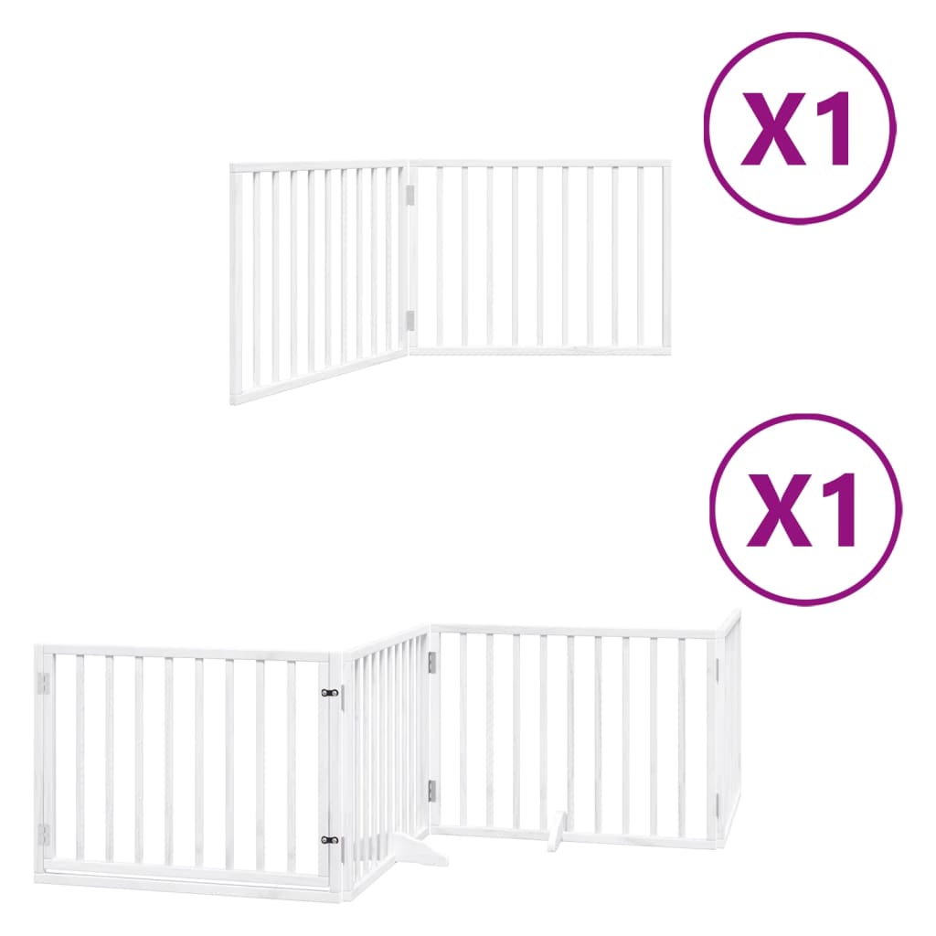 vidaXL Puerta de perros plegable 6 paneles madera álamo blanca 480 cm