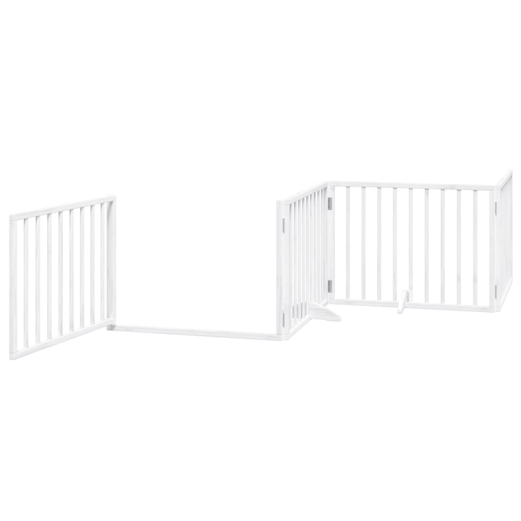 vidaXL Puerta de perros plegable 6 paneles madera álamo blanca 480 cm