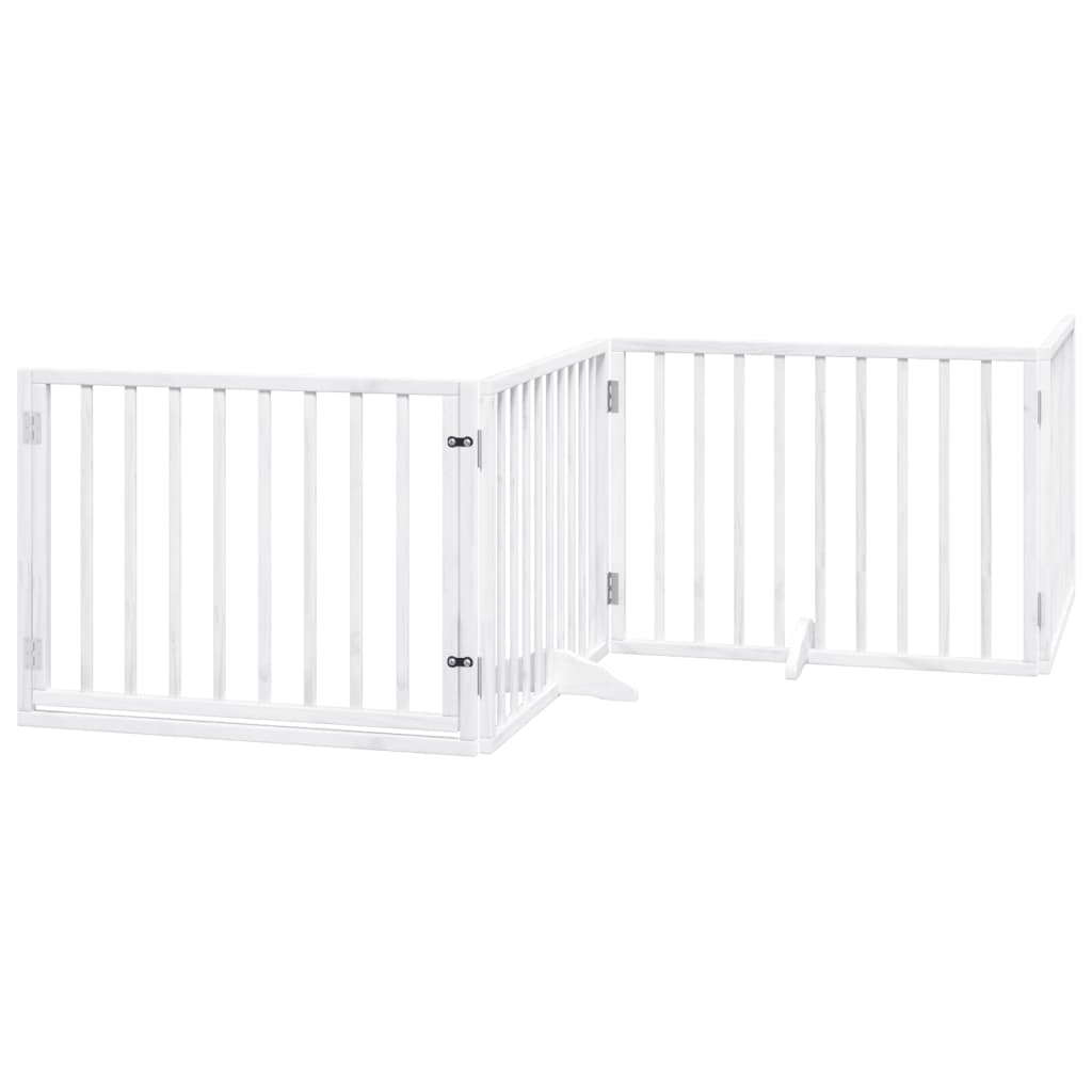 vidaXL Puerta de perros plegable 8 paneles madera álamo blanca 640 cm