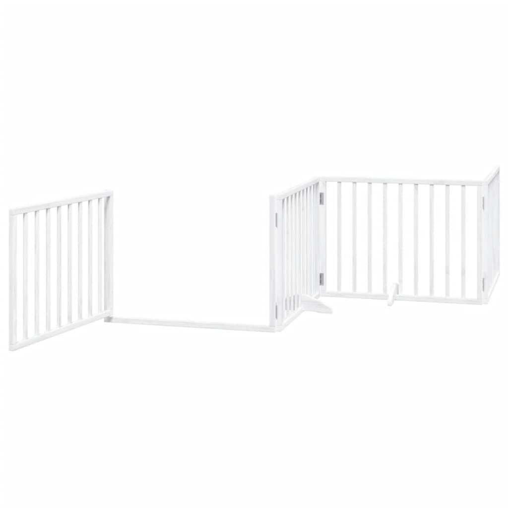 vidaXL Puerta de perros plegable 8 paneles madera álamo blanca 640 cm