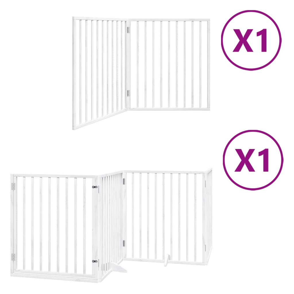 vidaXL Puerta de perros plegable 6 paneles madera álamo blanca 480 cm