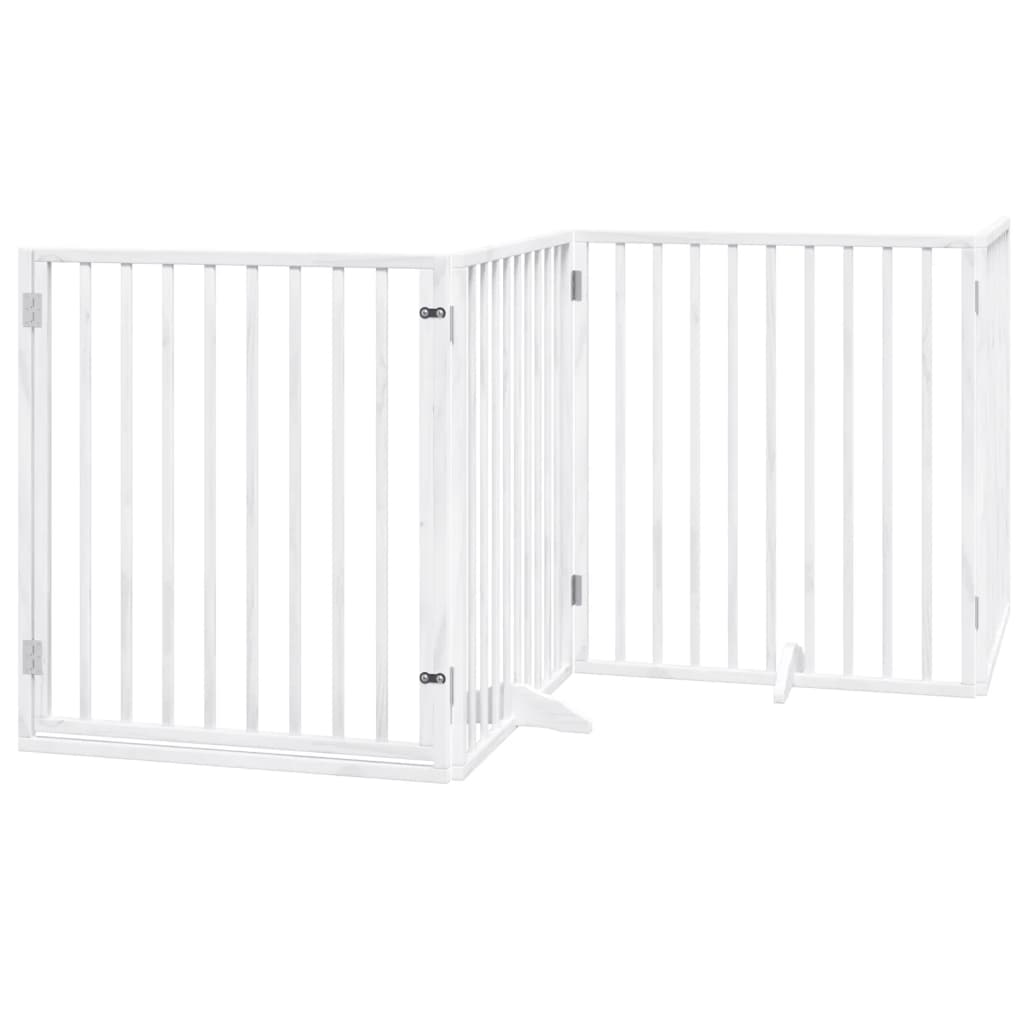 vidaXL Puerta de perros plegable 8 paneles madera álamo blanca 640 cm