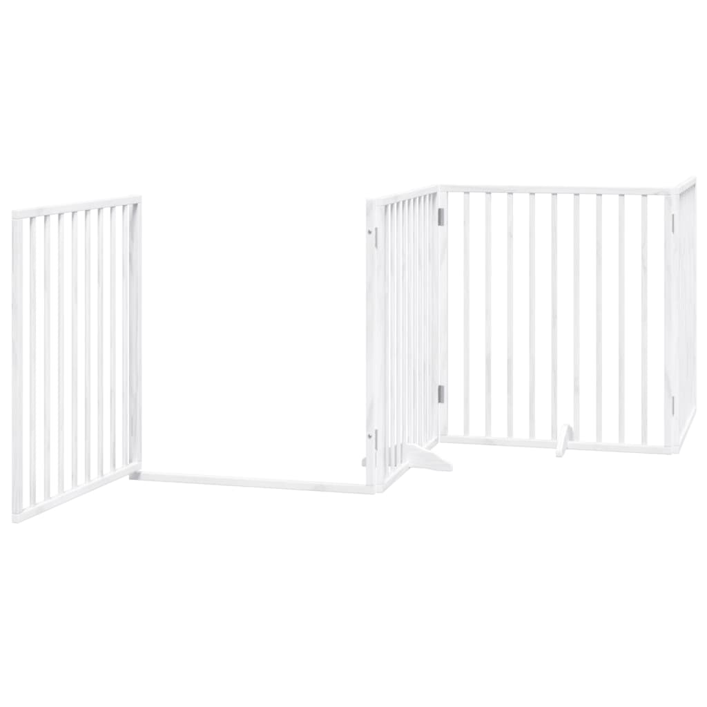 vidaXL Puerta de perros plegable 8 paneles madera álamo blanca 640 cm