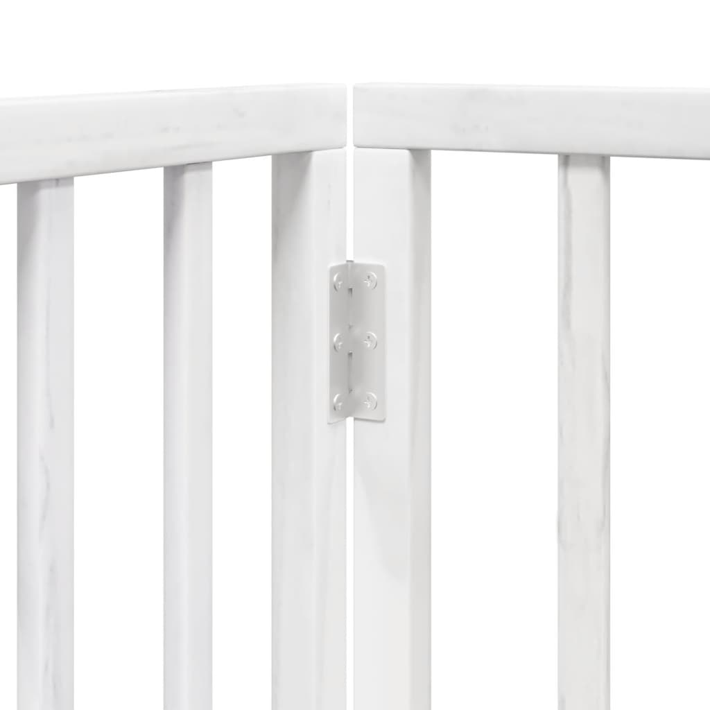 vidaXL Puerta de perros plegable 8 paneles madera álamo blanca 640 cm