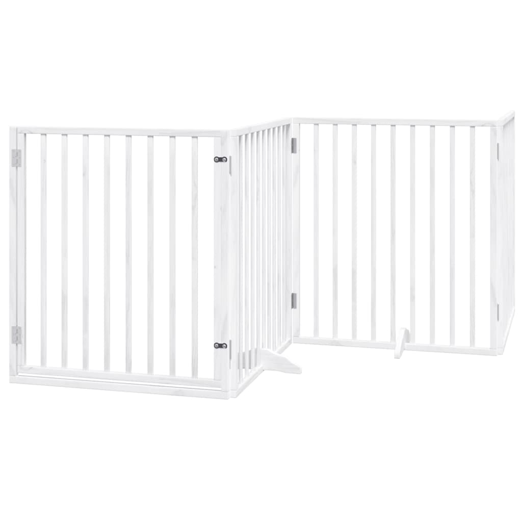 vidaXL Puerta de perros plegable 10 paneles madera álamo blanca 800 cm