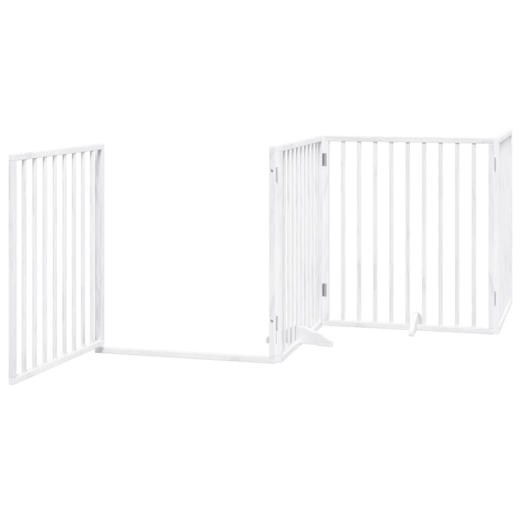 vidaXL Puerta de perros plegable 12 paneles madera álamo blanca 960 cm