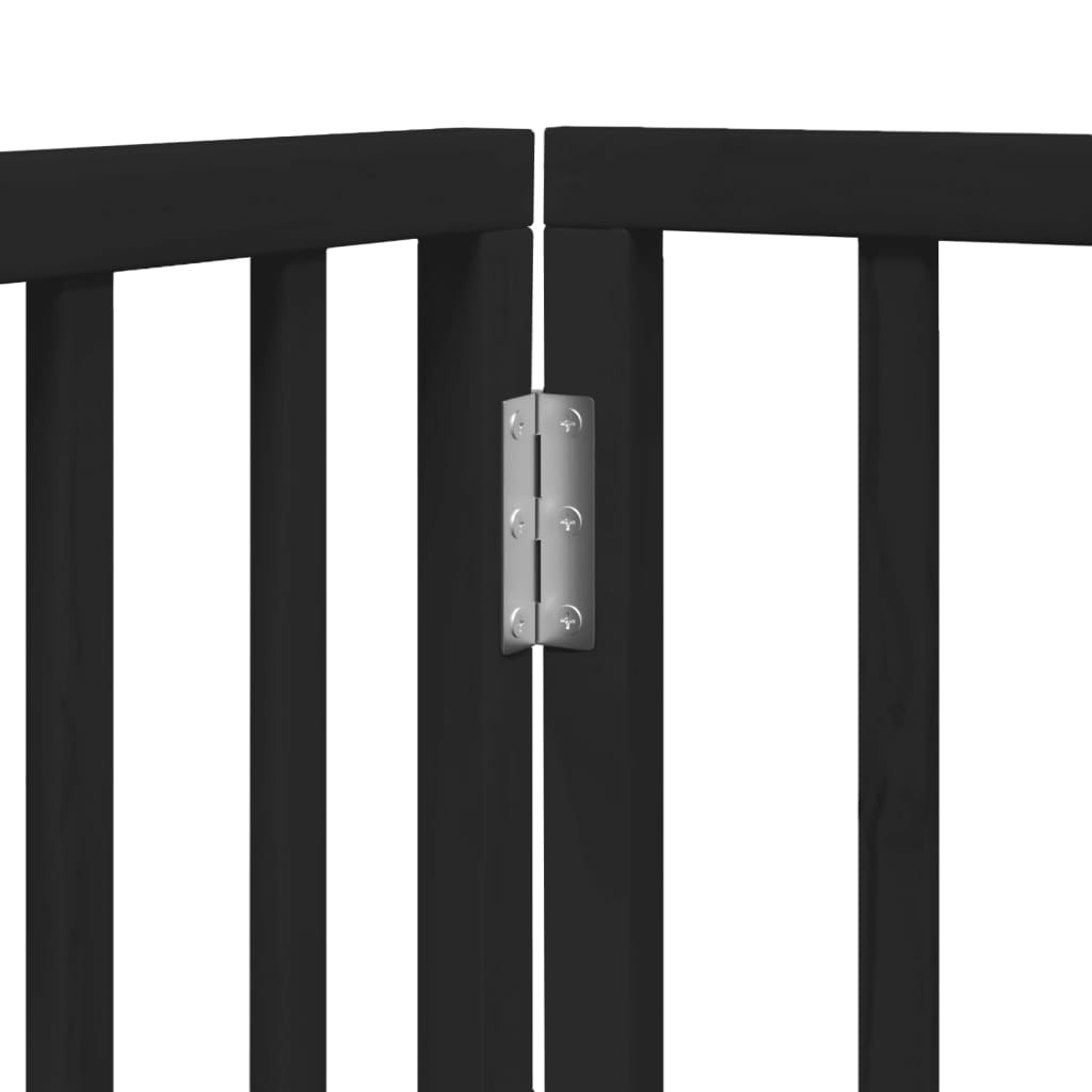 vidaXL Puerta de perros plegable 8 paneles madera álamo negra 640 cm