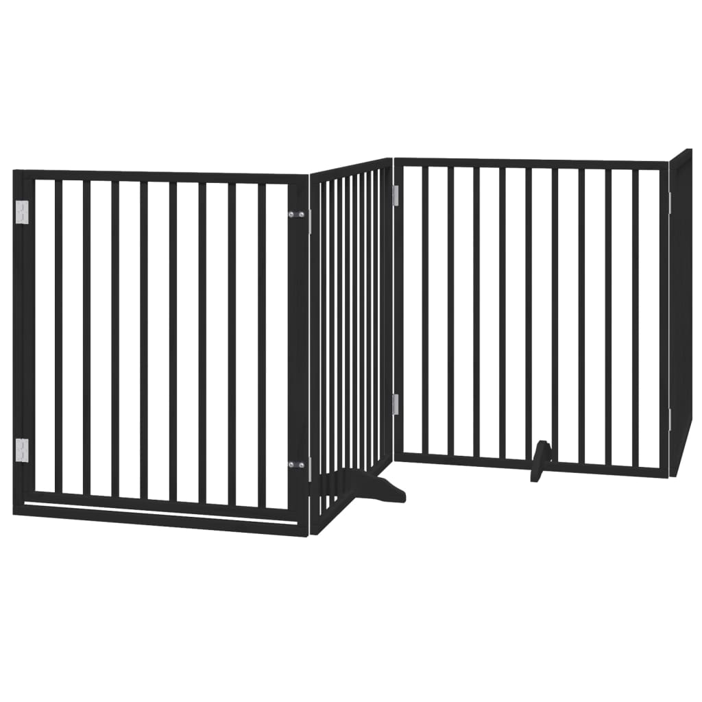 vidaXL Puerta de perros plegable 8 paneles madera álamo negra 640 cm