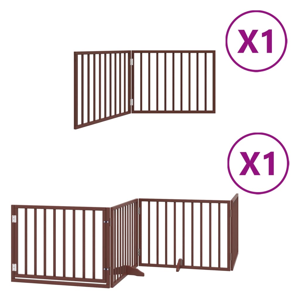 vidaXL Puerta de perros plegable 6 paneles madera álamo marrón 480 cm